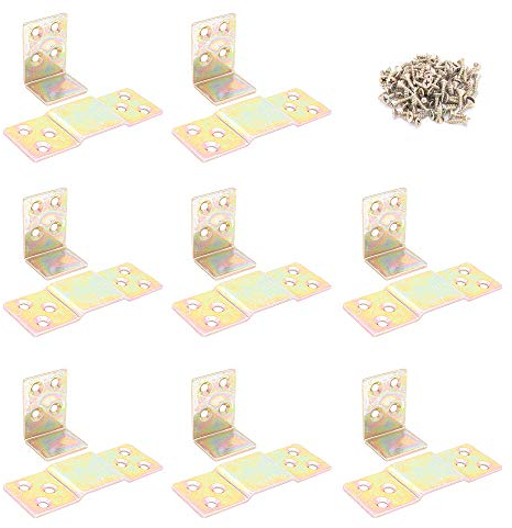 Pack of 8 NUZAMAS Bed L Brackets, Heavy Duty Bed Hinges, Connector for Bed Corner Fixings, Bed Frame Hardware Bracket Fittings Fastener