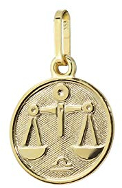 NKlaus Waage Sternzeichen 333 8 Karat Gelbgold 12mm Kettenanhänger Horoskop Zodiak 9131