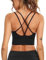 Sykooria Sport BH Damen Gepolstert Bustier ohne Bügel Spaghettiträger Cross Back Design Push Up Sport Bra Top für Yoga Fitness, Schwarz XL