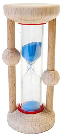 Hess Holzspielzeug 14594 Sablier de brossage des dents en bois naturel fait à la main 3,5 x 3,5 x 8 cm