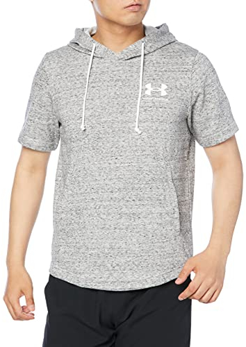 Under Armour Mens Fleece Tops Men's Ua Rival Terry Short Sleeve Hoodie, Onyx White, 1370396-112, L