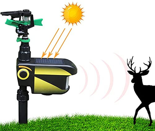 ZMMYD Sprinkler Solar Bird Repeller Water Deterrent Sprinkler Driver Dog/Cat Driver Garden Orchard Bird Repeller Infrared Sensor Drive,Black