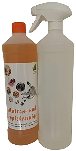 Yogamatten-Reiniger, Teppich- und Mattenreiniger + Leerflasche Sprühkopf Teppichbürste, 1L Konzentrat (SET 1)