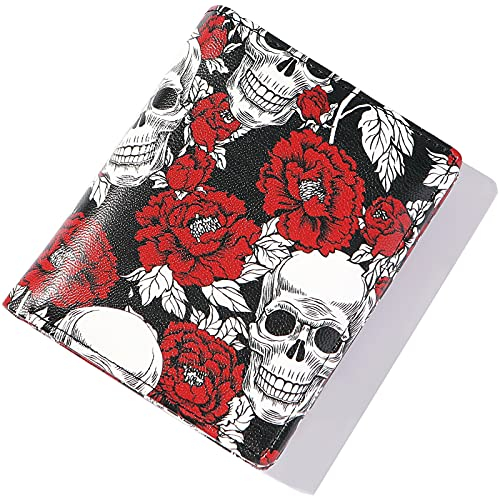 AnnabelZ Damen Geldbörsen Kleine Bifold Leder Tasche Geldbörse Damen Mini Kurze Geldbörse, Rose Skull, S