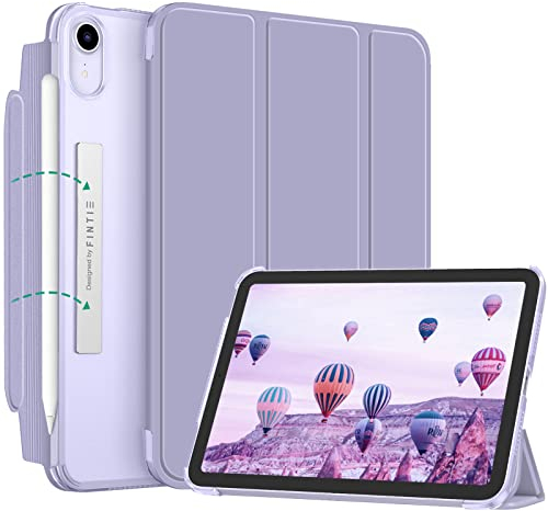 Fintie Funda para iPad Mini 7 2024 / Mini 6 2021 de 8,3 Pulgadas - [Cierre Magnético] Carcasa Trasera Transparente con Auto-Reposo/Activación, Lila Gris