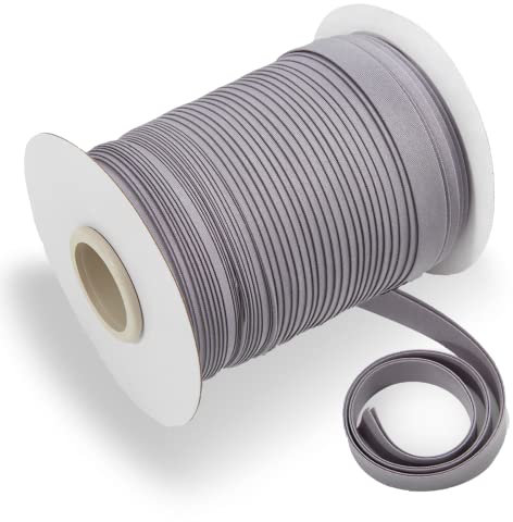 Tewadoo Schrägband, doppelt gefaltet, 1,27 cm – Grau, 45 m, Polyester-Bindband zum Nähen, Quilten, Säumen, Nähen und Stoffpaspelierung