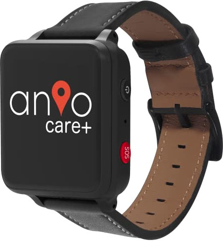 ANIO Care+ GPS Senioren Notruf Uhr - Einfache Bedienung, Anrufe, SOS Funktion, GPS, Schrittzähler, schlankes Design, Server und App Made in Germany, Schwarz 19016 Einheitsgröße