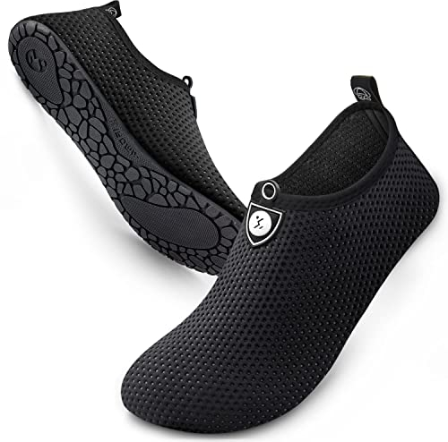 SIMARI Wasserschuhe Damen und Herren, schnelltrocknend, Barfuß, für Outdoor, Strand, Schwimmen, Sport, Yoga, Schnorcheln 601 Circle dot Black, EU 44/45, SWS001