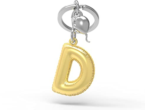 METALMORPHOSE - Porte-clés ballon d'hélium doré lettre D avec charm ballon argenté - MTM10D