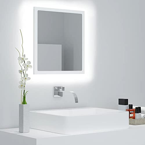 Tidyard LED-Badspiegel Wandspiegel Lichtspiegel Badezimmerspiegel Spiegel LED-Spiegel Badspiegel, Mit RGB-Leuchte, Weiß 40x8,5x37 cm Holzwerkstoff