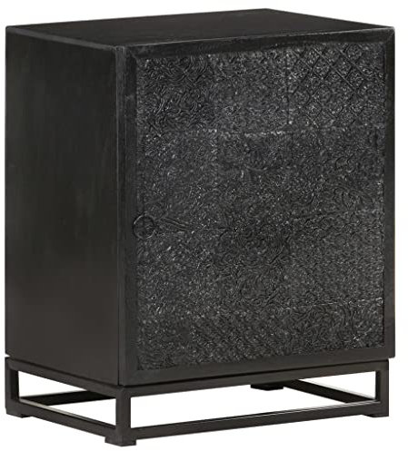 vidaXL Akazienholz Mangoholz Massiv Nachttisch Nachtschrank Nachtkonsole Nachtkommode Schlafzimmer Kommode Schrank Schwarz 40x30x50cm