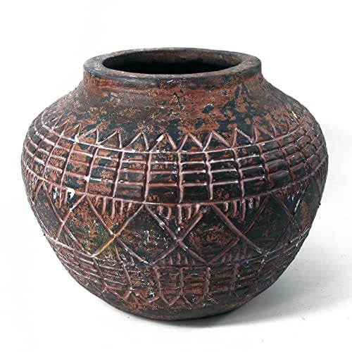 Leaf Macetas Grandes de Fibra de Vidrio, jarrón Azteca de 23 cm