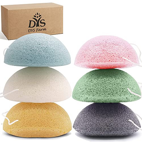 Lot de 6 Éponges Konjac Naturelles - Nettoyant Visage Profond - Exfoliant Doux au Charbon Actif & Aloe Vera - Pour Tous Types de Peau (Multicolore) – Anti-Points Noirs & Peau Lumineuse