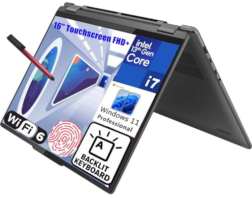 Lenovo Yoga 7i 16 Touchscreen FHD+ Business 2-in-1 Laptop Computer, 13th Gen Intel 12 Cores i7-1355U, 16GB LPDDR5 RAM, 512GB PCIe SSD, WiFi 6E, BT 5.1, Backlit KB, FR, Windows 11, BROAG Pen
