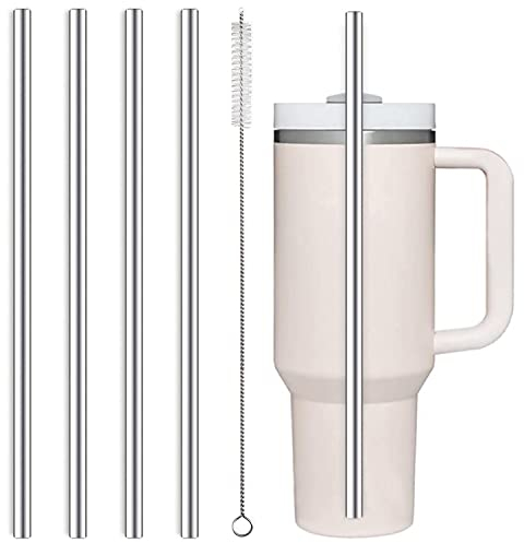 Edelstahl Strohhalme 31 cm Lange Strohhalme, 4 Stück Strohhalme Wiederverwendbar Mit 1 Reinigungsbürsten, Edelstahl Trinkhalme für Trinkflaschen