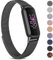 Oumida Armband Kompatibel mit Fitbit Luxe Armband für Damen Herren, Prämie Edelstahl Metall Ersatzarmband mit Starker Magnet Uhrenarmbänder für Fitbit Luxe, Schwarz