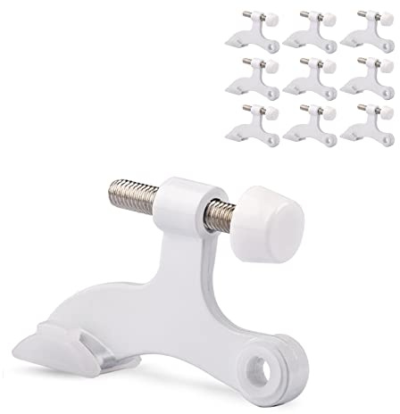 KOVOSCH 10 Pack Hinge Pin Door Stopper White - Adjustable Heavy Duty Hinge Pin Door Stop with White Rubber Bumper Tips