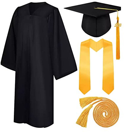 ulapithi Abschlussrobe - 2023 Talar mit Abschluss Hut, 4pcs Graduation Robe Set, Erwachsene, Unisex, Kostüm, Abschlussrobe, 1656470031