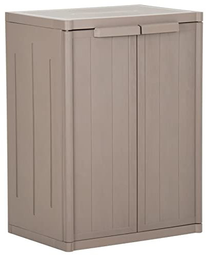 BaraSh Gartenschrank Braun 65x45x88 cm PP Holz-Optik Gartenschrank Holz Spind Schrank
