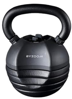 BYZOOM FITNESS 18kg/40lb Verstellbare Kettlebell, Pure Series Schwarz, 5 Gewichtseinstellungen