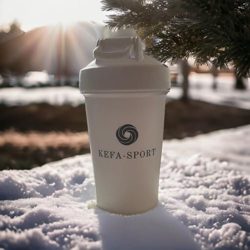 KeFa-Sport Eiweiß Shaker - weiß 400ml | Proteinshaker mit Drehverschluss| auslaufsicher