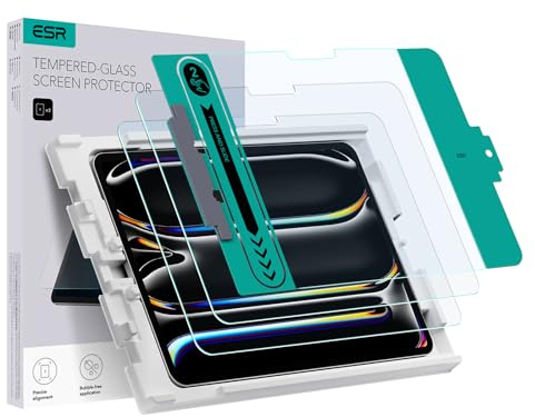 ESR 2 Stück, für iPad Pro 13 Zoll M4 (2024) für Panzerglas, Schutzfolie aus Gehärtetem Glas mit Einfach Anzubringender Ablage, 9H Härte, Kratzfest, HD-Klarheit, Pencil (USB-C)/Pro Unterstützung