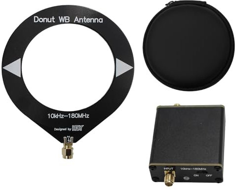 Donut WB Antenna, GOOZEEZOO 10KHz - 180MHz Mini Loop Antenna for Ham Radio Suitable for All Models of Radios, Walkie Talkies, SDR with Low Impedance Converter Built-in 500mAh Battery
