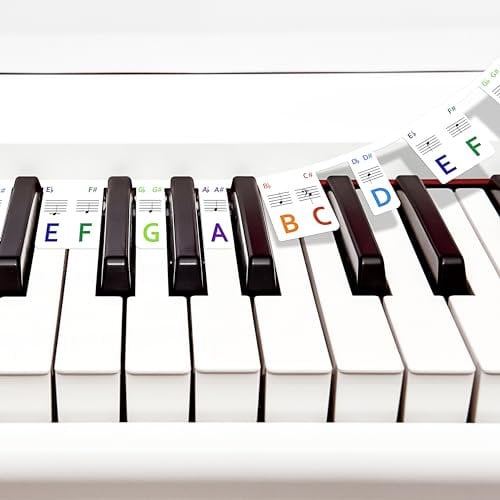 UQQU Premium Piano Keyboard Stickers, Removable Note Labels for Beginners, 88-Key Full Size, Easy to Apply and Remove,Enhance Learning and Playing Experience,No Need Stickers,Reusable - Rainbow Colors