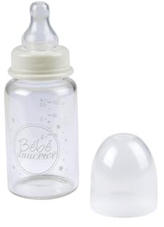 Bébé Douceur, Biberon Col Etroit Verre avec Tétine Débit Variable Silicone 110Ml Essen'Ciel