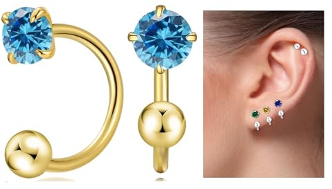 Winzige 3mm Birthstone Ohrringe für Frauen Teenager Mädchen kleine Huggie Hälfte Hoop winzige Knorpel hypoallergene Ohrstecker Schraube Ohrringe