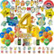 Kinder Geburtstag Party Set, 4 Jahre Geburtstagsdeko, Cake Topper, Banner, Hängende Figuren, Latexballons, Tattoo-Aufkleber, Folienballons, Kindergeburtstag Deko