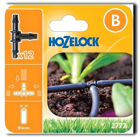 AMK® Hozelock T Piece 4mm Pack of 12 Split in 2 Or Combine to 1 Irrigation Water Garden Hose Gardening Plants Home Watering System