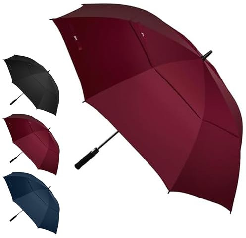JPAXI Hochwertiger schwarzer winddichter Golfschirm – 119,9 cm großes übergroßes Design für Regen, automatisches Öffnen, ultimativer UV-Schutz, wasserabweisend, doppelte Baldachin, belüftet – bester