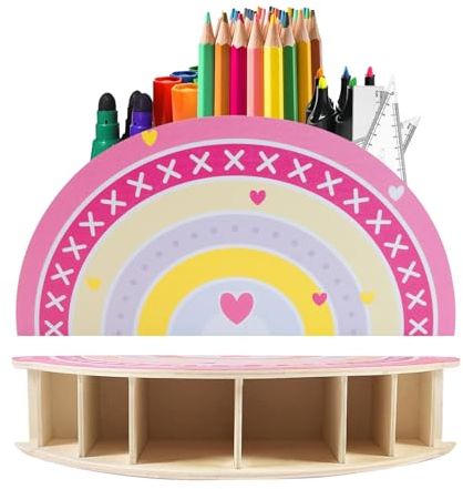 inheming Regenbogen Stiftehalter Stifteköcher, Tisch-Organizer,Schreibtisch Organizer,kinder Schreibtisch Büro Organizer für Mädchen - Stiftebecher, Tischorganizer