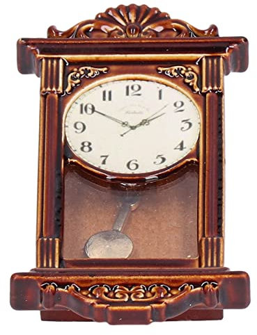 1:12 puppenhaus Klassische Holz Legierung Wanduhr Exquisite Miniatur Dekor für Wohnzimmer Kinder Spielen Spielzeug