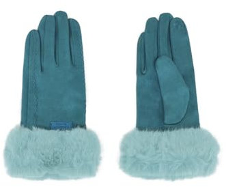 QUEEN HELENA G03 G03 Winterhandschuhe, warm, aus weichem Wildleder, elegant, für Damen, G03-2 Petrol, Einheitsgröße