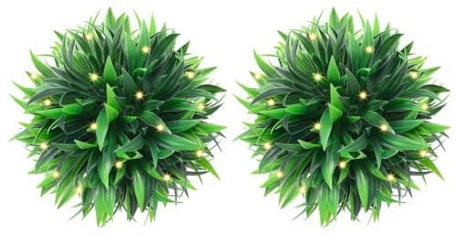 vidaXL Artificial Boxwood Balls with LED Lights 2 pcs Green 30 cm, artificial ball topiary, artificial boxwood topiary, artificial box ball