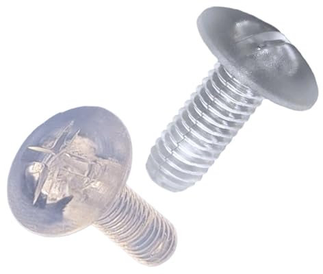 Viti Trasparenti in Plastica (Policarbonato), Testa Cilindrica Taglio a Croce/Cacciavite per Assemblaggio Espositori e Scaffalature - M5X16 - Trasparente - 20 pezzi - Plastic Hardware Store