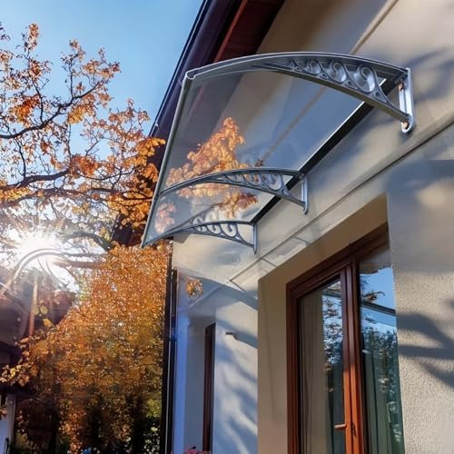 Außen-Haustür-Markise, unsichtbarer Regenschutz, Veranda-Markise, UV-Schutz, Regen- und Schneeschutz, Außen-Dachmarkise, Aluminiumhalterung(Transparente Farbe,60 * 240cm)