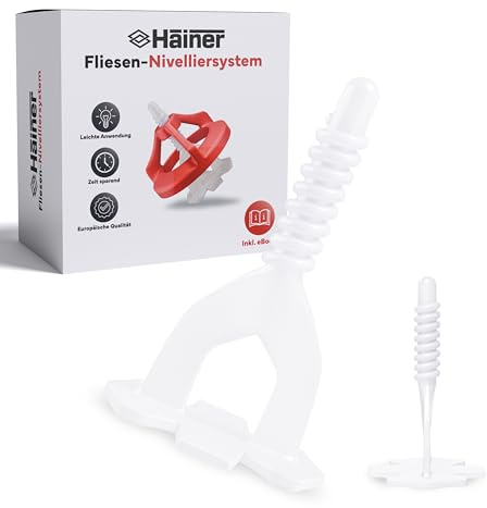 Hainer® Premium Fliesen Nivelliersystem Fliesenverlegehilfe | Saubere Fugen durch perfekte Abstandshalter, für Heimwerker & Profis inkl. Ebook und Anleitung (200 Laschen, 3mm)