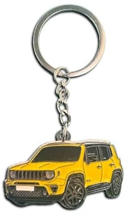 Porte-clés de voiture en métal élégant compatible avec Jeep Renegate pour les amateurs et les collectionneurs de voitures, jaune, taille unique