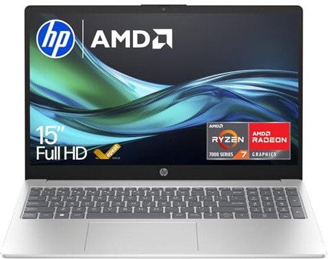 HP 15.6 Laptop | AMD Ryzen 7 | 16GB | 1000GB SSD | Windows 11 Home | Full HD display | Anti-glare panel Fast charge | Dual speakers | Dual channel memory | 15-fc0059na