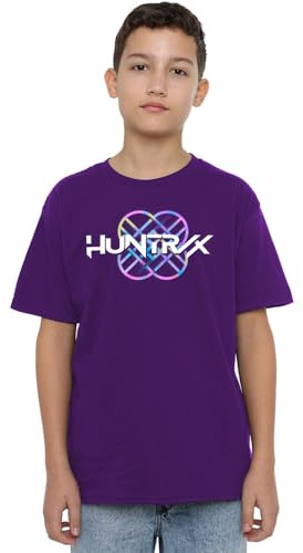 Kpop Demon Hunters Unisex Kids K-pop Demon Hunters - Huntrix Huntr/X Pastel Logo Kids T Shirt, Black T-Shirt (Pack of 1)