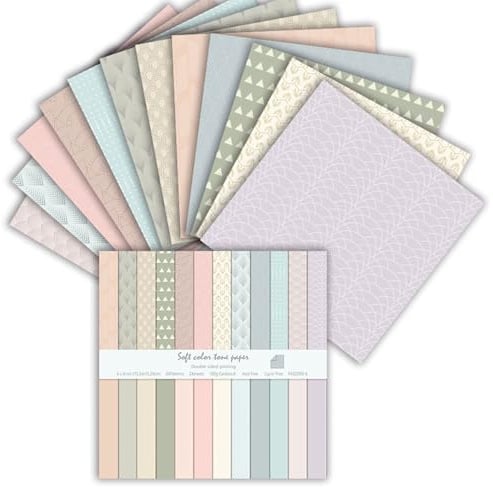 MerwDeeyt Scrapbook Papier 24 Blat Buntes Muster Bastelpapier (Boho 1) | 15,2x15,2 cm/6x6 in, Doppelseitiges, Blumen Motivpapier, Vintage Dekopapier, für Journal Scrapbooking