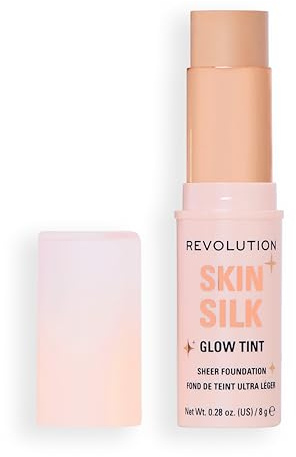 Revolution Skin Silk Glow Tint Transparenter Foundation Stick – Für Strahlende Haut, Kaschiert Unreinheiten & Glättet Feine Linien, Farbton Fair Neutral Cool, 8g