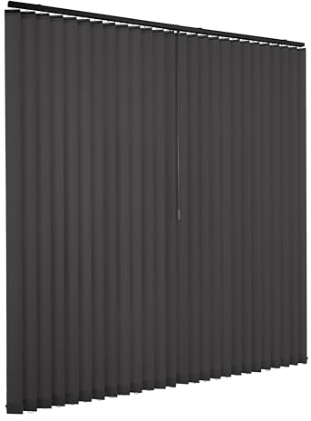 Lamellenvorhang Komplettset Ventanara Vertikaljalousie 89mm inkl. Montagematerial (Anthrazit/Schwarz Matte Oberschiene, B300 x H180 cm)