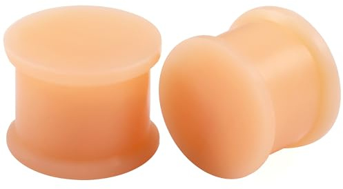 Uqnwbdq 00G Flesh Skin Silicone Gauges Tunnels Plugs Earrings for Ear 00 Gauge Platic Rubber Soft Tunnel Plug Double Flare Gauges Size 10mm Piercing Jewerly Stretching Kit Women Men 3/8 inch