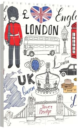Yyoretp I Love London Print Building Blocks Puzzle,Building block puzzle toy game for brain development