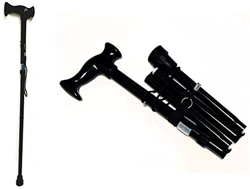 Alu Faltbare 86-96cm Spazierstock, Gehstock bis 100 kg, Wanderstock, Gehhilfe, Krückstock mit Anti-Rutsch Fuß - 5-fach Höhenverstellbar