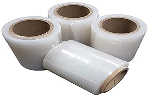 Net4Client Confezione da 4 Rotoli di Carta da Imballaggio Rulli Stretch Confezionamento Rapido Confezione da Imballaggio Pellicola Trasparente da Imballaggio 100mm 150m Fi50 23μm